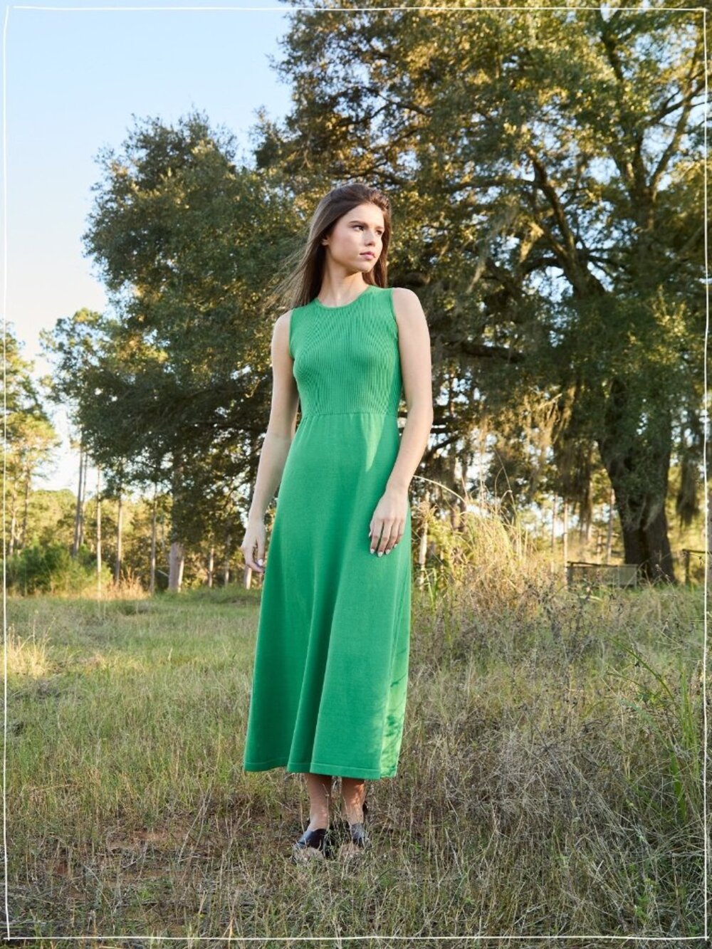Ann Mashburn Green Ice Cotton Sleeveless Sweater Dress Sz XL